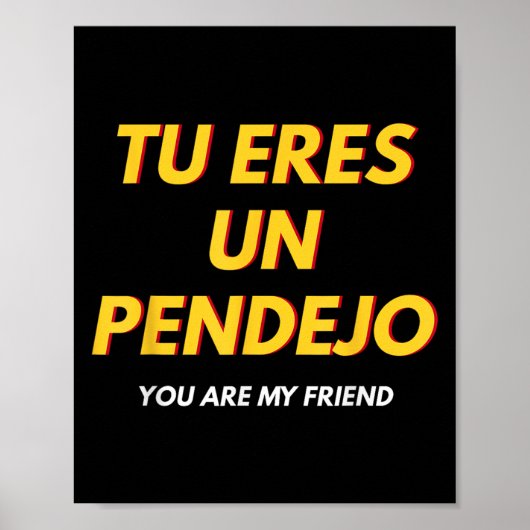 Tu Eres Pendejo Funny Spanisches Sprichwort Spanis Poster (Vorne)