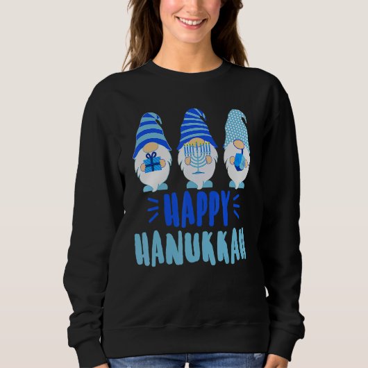 Tu Happy Hanukkah 2022 Gnome Menorah Dreidel Costu Sweatshirt (Vorderseite)