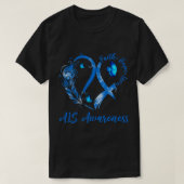 Tu Heart Butterfly Blue Ribbon ALS Awareness Monta T-Shirt (Design vorne)
