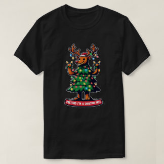 Tu ihm einen Weihnachtsbaum-Rentiere vor T-Shirt