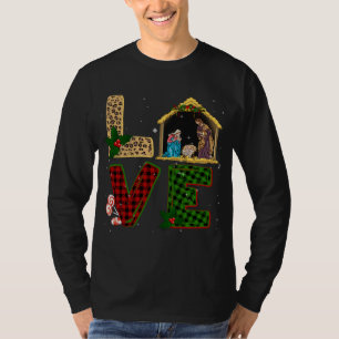 Tu Leopard Kariert Weihnachtskrippen Christus T-Shirt