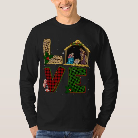 Tu Leopard Kariert Weihnachtskrippen Christus T-Shirt (Vorderseite)