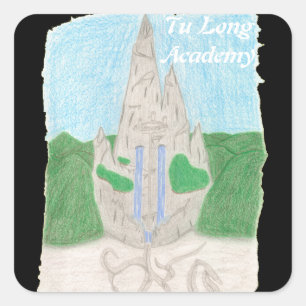Tu Long Academy (mit dem Namen Englisch) Quadratischer Aufkleber