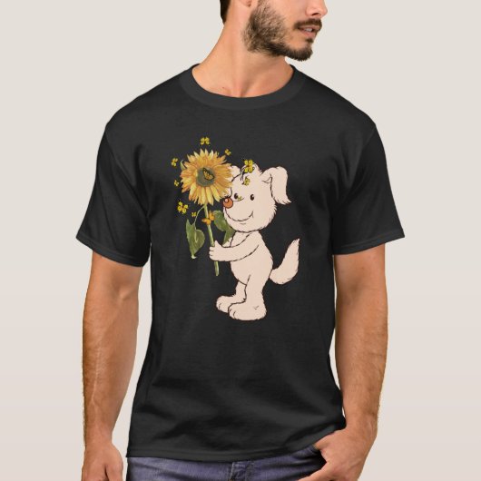 Tu Niedlicher Hund mit Sonnenblumenkostüm T-Shirt (Vorderseite)