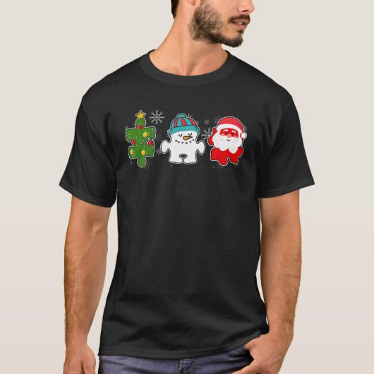 Tu Puzzle Autism Awareness Santa Claus Weihnachten T-Shirt (Vorderseite)