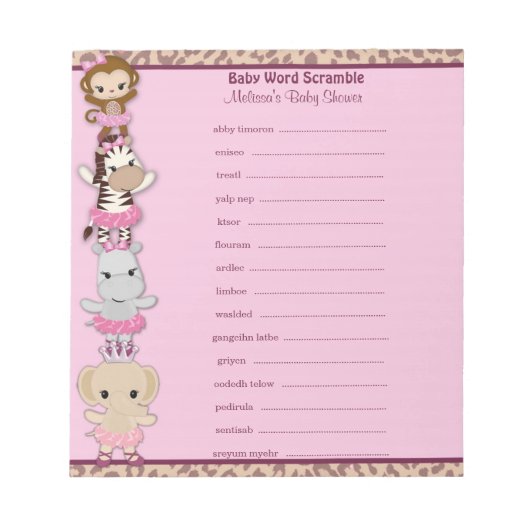 Tu Tu Niedlich Ballerina Word Scramble TTC 40-Seit Notizblock (Vorderseite)