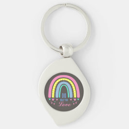 "Tu, WAS DU LIEBE" QUOTE RETRO BOHO RAINBOW METAL Schlüsselanhänger