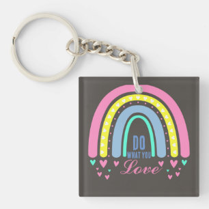 "TU WAS DU LIEBST" ZITAT VINTAGE BOHO REGENBOGEN SCHLÜSSELANHÄNGER