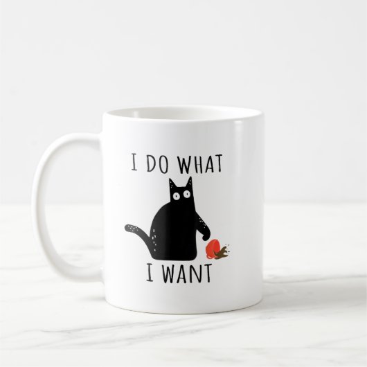Tu, was ich Cat Coffee Lover Funny Black Cat T- Kaffeetasse (Links)