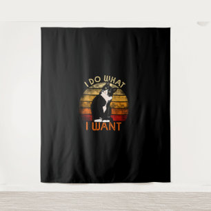 Tu, was ich Tuxedo Cat Mama Niedlich Funny Graphic Wandteppich