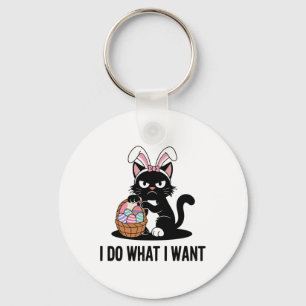 Tu, was ich Vintage Black Cat Funny Oaster Cat Gew Schlüsselanhänger
