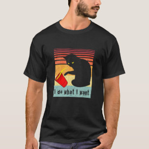 Tu was ich will Vintage schwarze Katze roter Beche T-Shirt