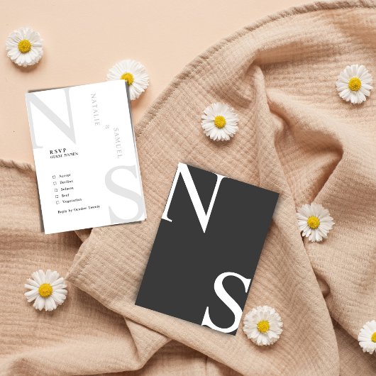 Tuatara Minimalistisch & elegant kühne Initialen H RSVP Karte