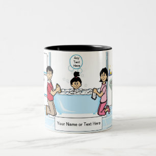 Tub Time - 1 Girl-Cartoon von PrintedPerfection.co Zweifarbige Tasse
