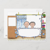 Tub Time Couple - Personalisiertes Cartoon Geschen Postkarte (Vorne/Hinten)