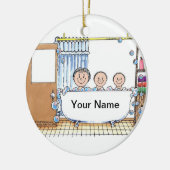 Tub Time - Zwei Kinder mit Mama Keramik Ornament (Links)