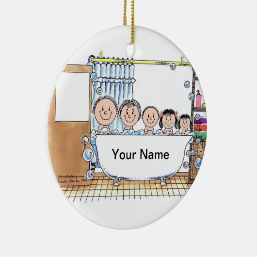 Tub Time, zwei Mädchen, ein Junge Keramik Ornament (Rechts)