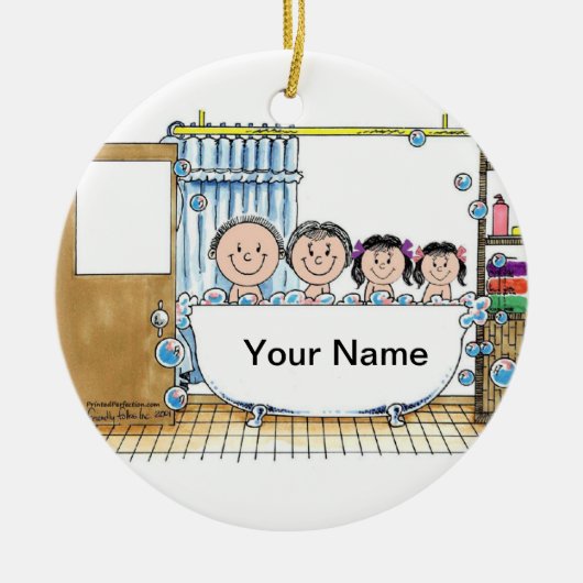 Tub Time, zwei Mädchen Keramikornament (Vorne)