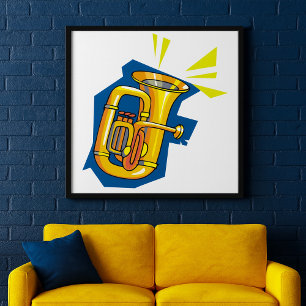 Tuba Blechblasinstrument Helle Musik Band Poster