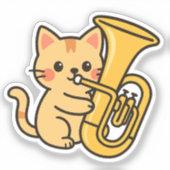 Tuba Cat Marching Style Aufkleber (Vorderseite)