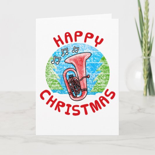 Tuba Christmas Card Tubaist Brass Musiker Dankeskarte (Vorderseite)