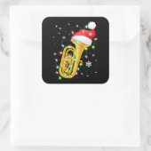 Tuba Christmas Shirt Funny Marching Band Geek Holi Quadratischer Aufkleber (Tasche)
