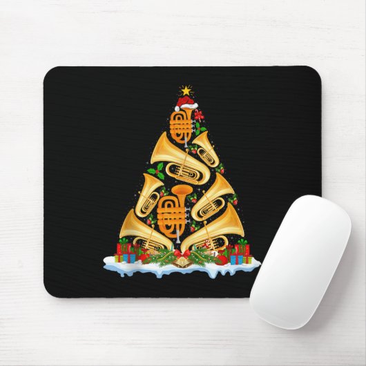 Tuba Christmas Tree Lights Tuba Music Lover Musica Mousepad (Mit Mouse)