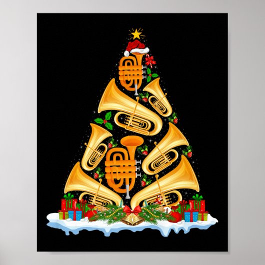 Tuba Christmas Tree Lights Tuba Music Lover Musica Poster (Vorne)