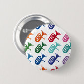 Tuba Colorful Fun Array Music T - Shirt Button (Vorne & Hinten)