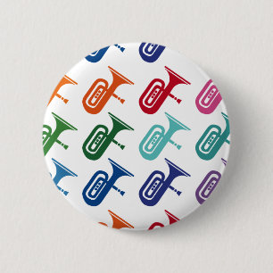 Tuba Colorful Fun Array Music T - Shirt Button