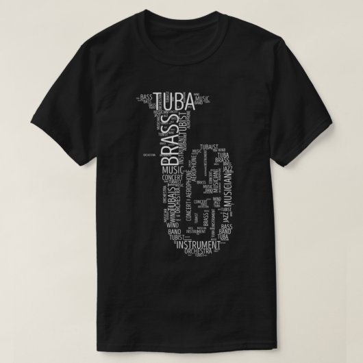 Tuba Design Word Cloud für einen Tuba Player T-Shirt (Design vorne)