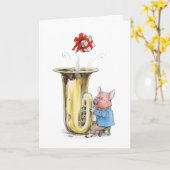 Tuba-durchbrennenkarte schwein alles Gute zum Karte (Gelbe Blume)