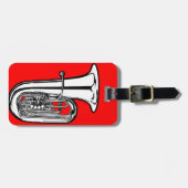 Tuba-Gepäckanhänger mit Lederband Gepäckanhänger (Vorderseite horizontal)