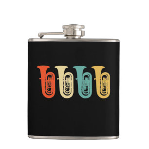 Tuba-Geschenk, Retro-Tuba-Spieler, Orchester Flachmann