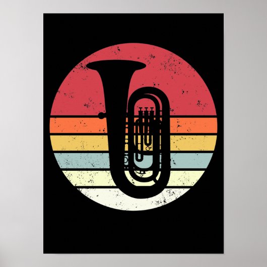 Tuba-Geschenk, Retro-Tuba-Spieler, Orchester Poster (Vorne)