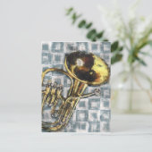 Tuba Gray Square Painting Music Postkarte (Stehend Vorderseite)