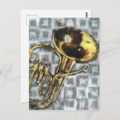 Tuba Gray Square Painting Music Postkarte (Vorne/Hinten)