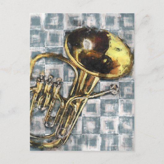 Tuba Gray Square Painting Music Postkarte (Vorderseite)