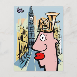 Tuba Head in London Postkarte