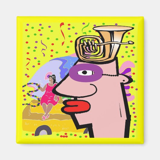 Tuba Head masked für Mardi Gras Magnet (Vorne)