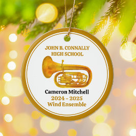 Tuba High School Band Custom Gold Weihnachten Keramik Ornament