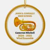 Tuba High School Band Custom Gold Weihnachten Keramik Ornament (Vorne)