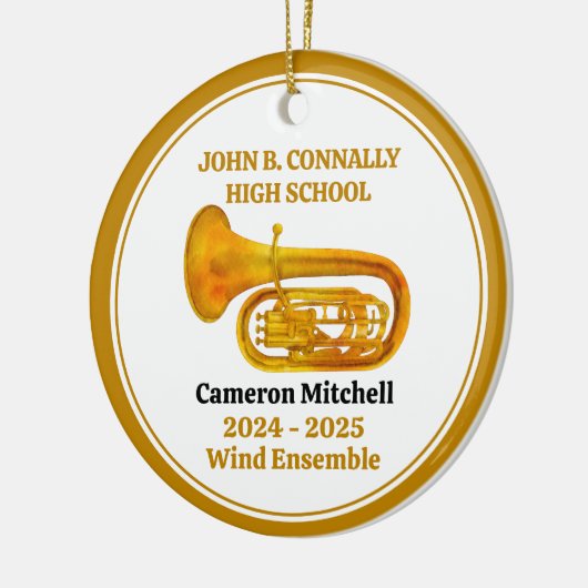 Tuba High School Band Custom Gold Weihnachten Keramik Ornament (Links)