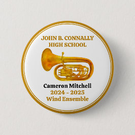Tuba High School Band Gold Personalisiert Button