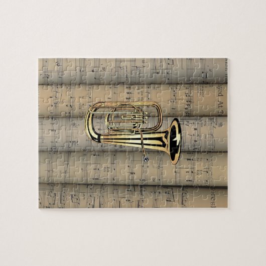 Tuba ~ Hintergrundmusik von Noten in Rollen ~ Musi Puzzle (Horizontal)