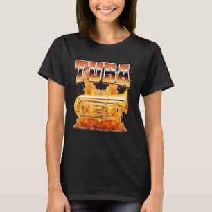 Tuba Instrument Tubist Flames 90er Bootleg Style T-Shirt