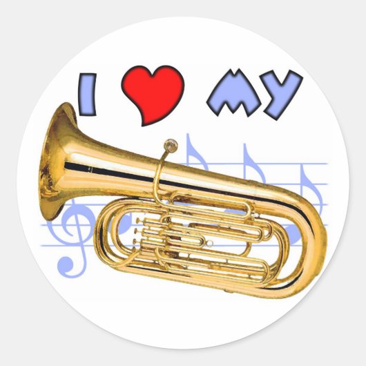 Tuba Liebe Runder Aufkleber (Vorderseite)