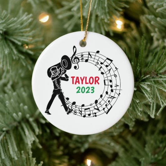 Tuba Marching Band Weihnachtsdekoration Keramik Ornament (Baum)