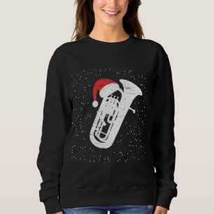 Tuba mit dem Hut des Weihnachtsmanns für Musiker W Sweatshirt