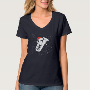 Tuba mit dem Hut des Weihnachtsmanns für Musiker W T-Shirt